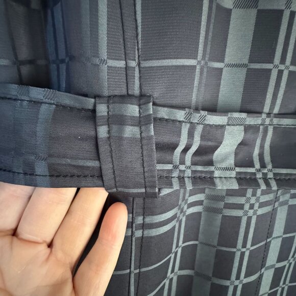 Vintage Y2K Mossimo Black Plaid Double Breasted Lightweight Trench Coat Large - Picture 8 of 15